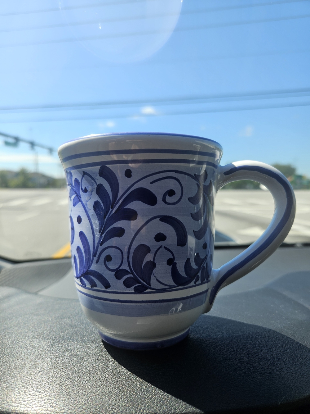 Blue Floral Ceramic Coffee Mug - Vintage-Starbucks-as Is - See Pic